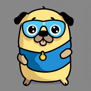 Go Blue Gopher as a pug dog.