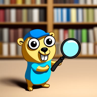 Go Blue Gopher searching for files with a magnifying glass