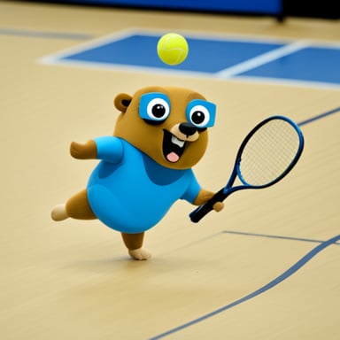 Go Blue Gopher playing pickleball.