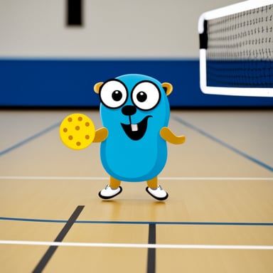 Go Blue Gopher playing pickleball.
