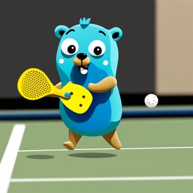 Go Blue Gopher playing pickleball.
