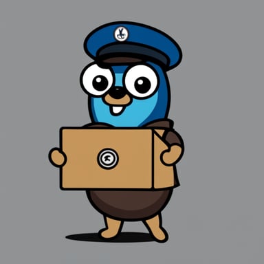 Go blue gopher as Postman Pepe logo.