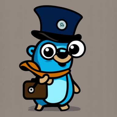 Go blue gopher as Postman Pepe logo.