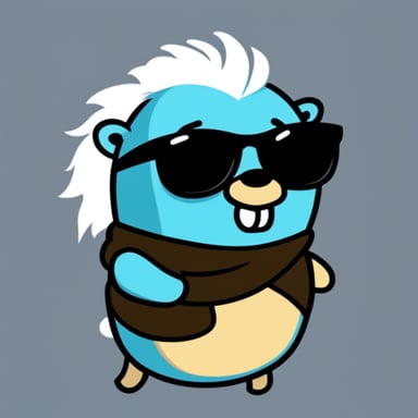 Go Blue Gopher with white anime hair and black sunglasses.