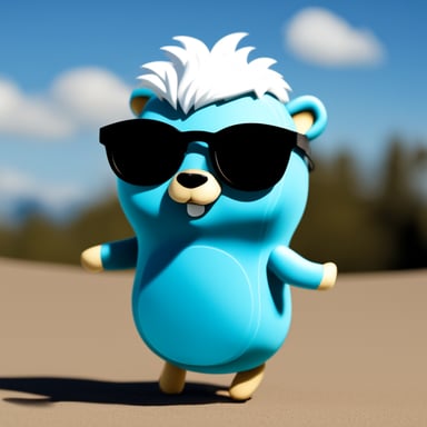 Go Blue Gopher with white anime hair and black sunglasses.