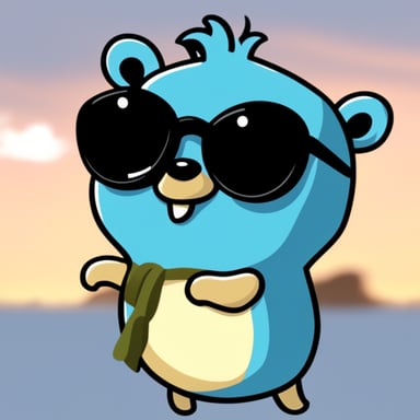 Go Blue Gopher with white anime hair and black sunglasses.