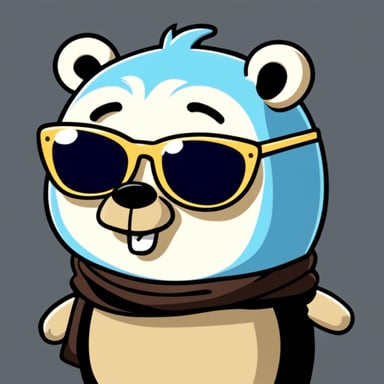 Go Blue Gopher with white anime hair and black sunglasses.