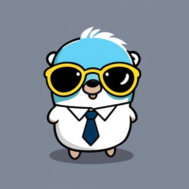 Go Blue Gopher is rocking white anime hair, black sunglasses, and a white shirt.
