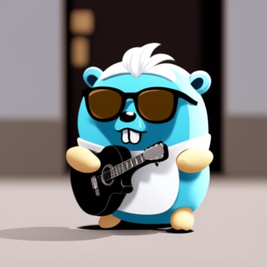 Go Blue Gopher is rocking white anime hair, black sunglasses, and a white shirt.