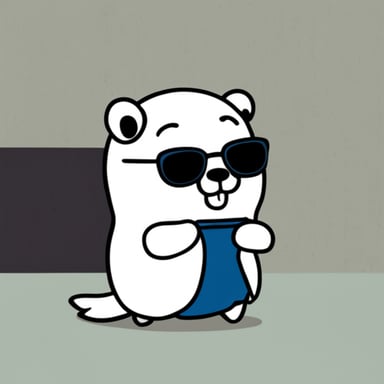 Go Blue Gopher is rocking white anime long hair, black sunglasses, and a white shirt.