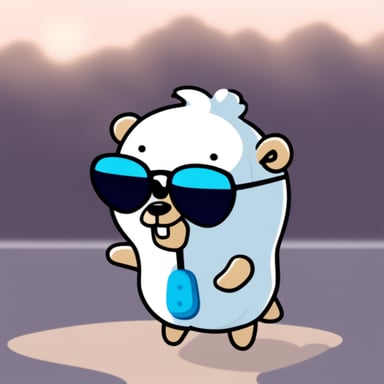 Go Blue Gopher is rocking white anime long hair, black sunglasses, and a white shirt.