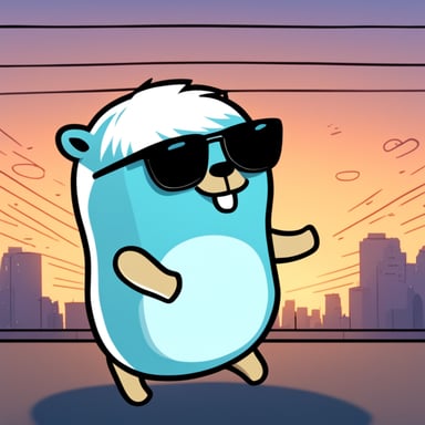 Go Blue Gopher is rocking white anime long hair, black sunglasses, and a white shirt.