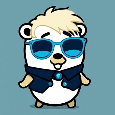 Go Blue Gopher is rocking white anime medium hair, black sunglasses, and a white shirt.