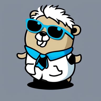 Go Blue Gopher is rocking white anime medium hair, black sunglasses, and a white shirt.
