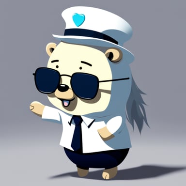 Go Blue Gopher is rocking white anime long hair, black sunglasses, and a white shirt.