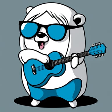 Go Blue Gopher is rocking white anime long hair, black sunglasses, and a white shirt.