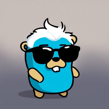 Go Blue Gopher is rocking white anime hair, black sunglasses, and a white shirt.
