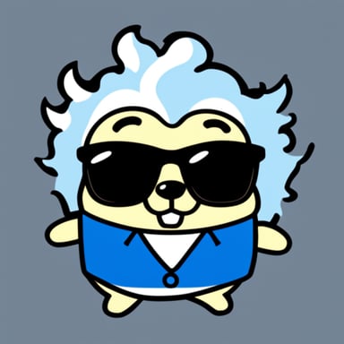 Go Blue Gopher is rocking white anime hair, black sunglasses, and a white shirt.