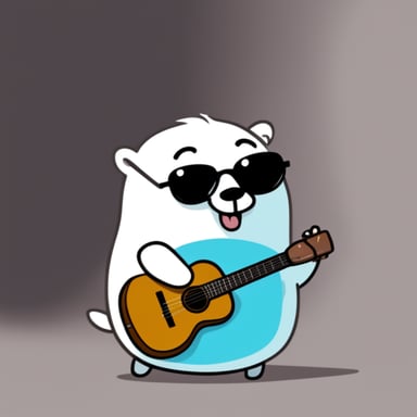 Go Blue Gopher is rocking white anime long hair, black sunglasses, and a white shirt.