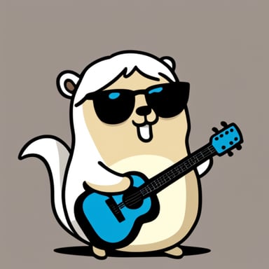 Go Blue Gopher is rocking white anime long hair, black sunglasses, and a white shirt.