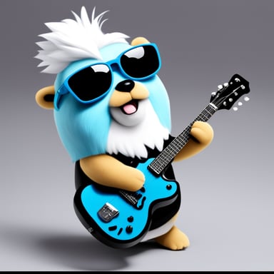 Go Blue Gopher is rocking white anime long hair, black sunglasses, and a white shirt.