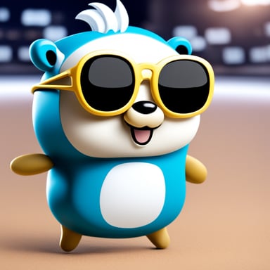 Go Blue Gopher with white anime hair, black sunglasses, and a white shirt is ready to be your mascot.