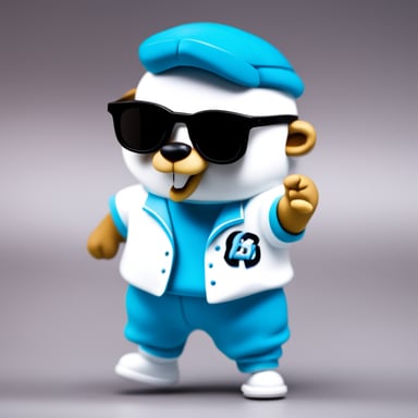 Go Blue Gopher sports white anime hair, black sunglasses, and a white shirt, making a striking and memorable mascot figure.