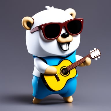 Go Blue Gopher sports white anime hair, black sunglasses, and a white shirt, making a striking and memorable mascot figure.