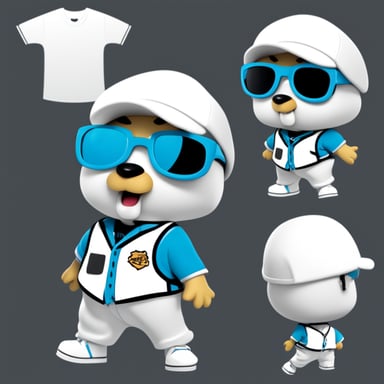 Go Blue Gopher sports white anime hair, black sunglasses, and a white shirt, making a striking and memorable mascot figure.