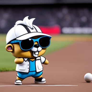 Go Blue Gopher sports white anime hair, black sunglasses, and a white shirt, making a striking and memorable mascot figure.