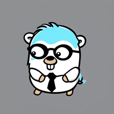 Go Blue Gopher with white anime hair, black sunglasses, and a white shirt is ready for action.