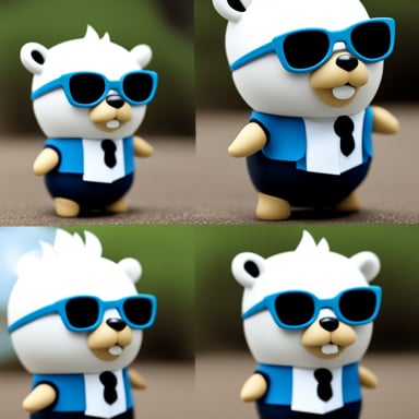 Go Blue Gopher with white anime hair, black sunglasses, and a white shirt is ready for action.