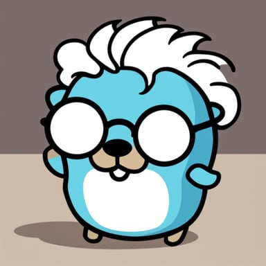 Go Blue Gopher with white anime hair, black sunglasses, and a white shirt.
