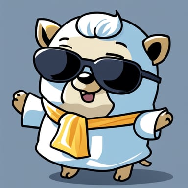 Go Blue Gopher, styled with white anime hair, black sunglasses, and a white shirt, takes on the role of Gojo Satoru.