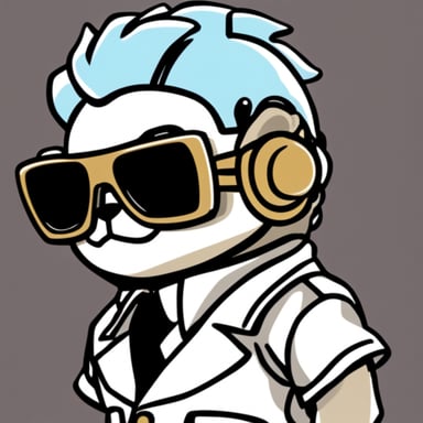 Go Blue Gopher, styled with white anime hair, black sunglasses, and a white shirt, takes on the role of Gojo Satoru.