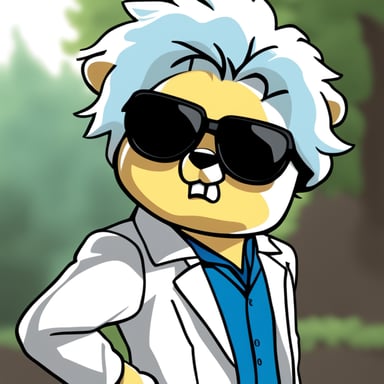 Go Blue Gopher, styled with white anime hair, black sunglasses, and a white shirt, takes on the role of Gojo Satoru.
