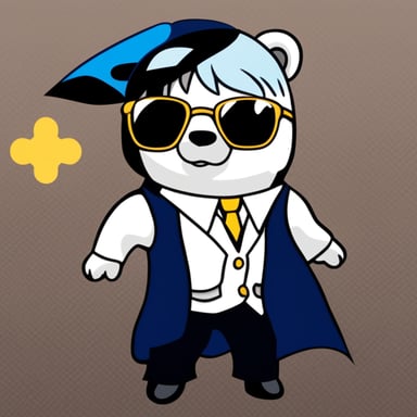 Go Blue Gopher, styled with white anime hair, black sunglasses, and a white shirt, takes on the role of Gojo Satoru.