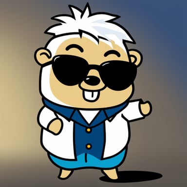 Go Blue Gopher, styled with white anime hair, black sunglasses, and a white shirt, takes on the role of Gojo Satoru.