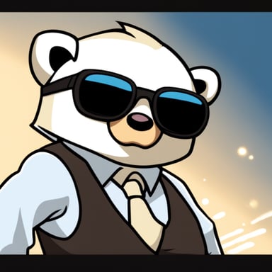 Go Blue Gopher, styled with white anime hair, black sunglasses, and a white shirt, takes on the role of Gojo Satoru.