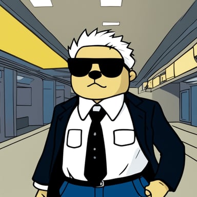 Go Blue Gopher, styled with white anime hair, black sunglasses, and a white shirt, takes on the role of Gojo Satoru.
