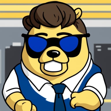 Go Blue Gopher, styled with white anime hair, black sunglasses, and a white shirt, takes on the role of Gojo Satoru.