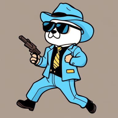 Go Blue Gopher, styled with white anime hair, black sunglasses, and a white shirt, takes on the role of Gojo Satoru.