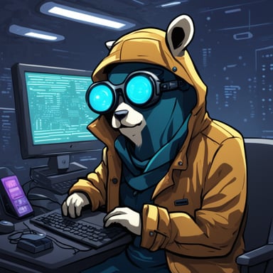 Go Blue Gopher: a cool-looking cyberpunk gopher hacking while being a ghost and being a bloomer.