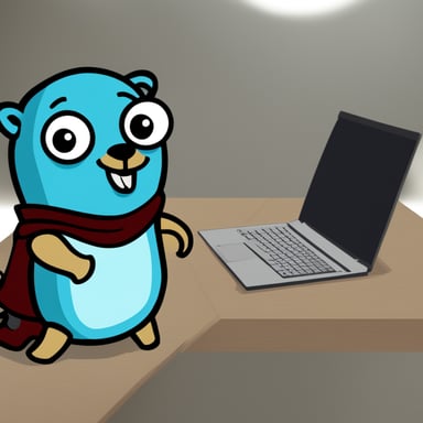 Go blue gopher surfing GitHub webpage