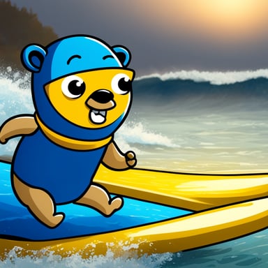 Go blue gopher surfing GitHub webpage