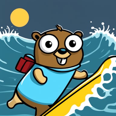 Go blue gopher surfing GitHub webpage