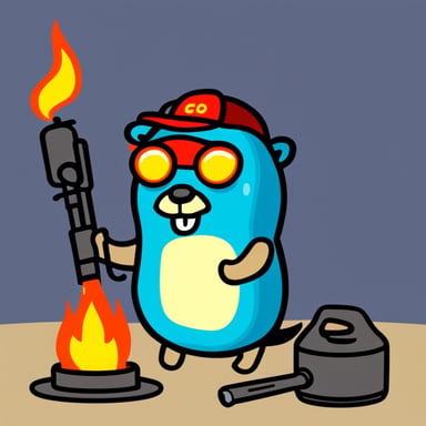 Go blue gopher with a blowtorch