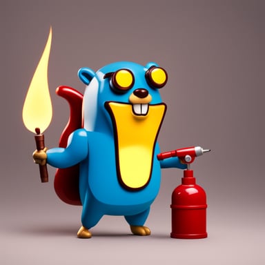 Go blue gopher with a blowtorch