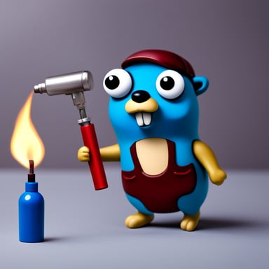 Go blue gopher with a blowtorch