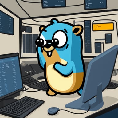 Panicked Go Blue Gopher downloading tools off of GitHub